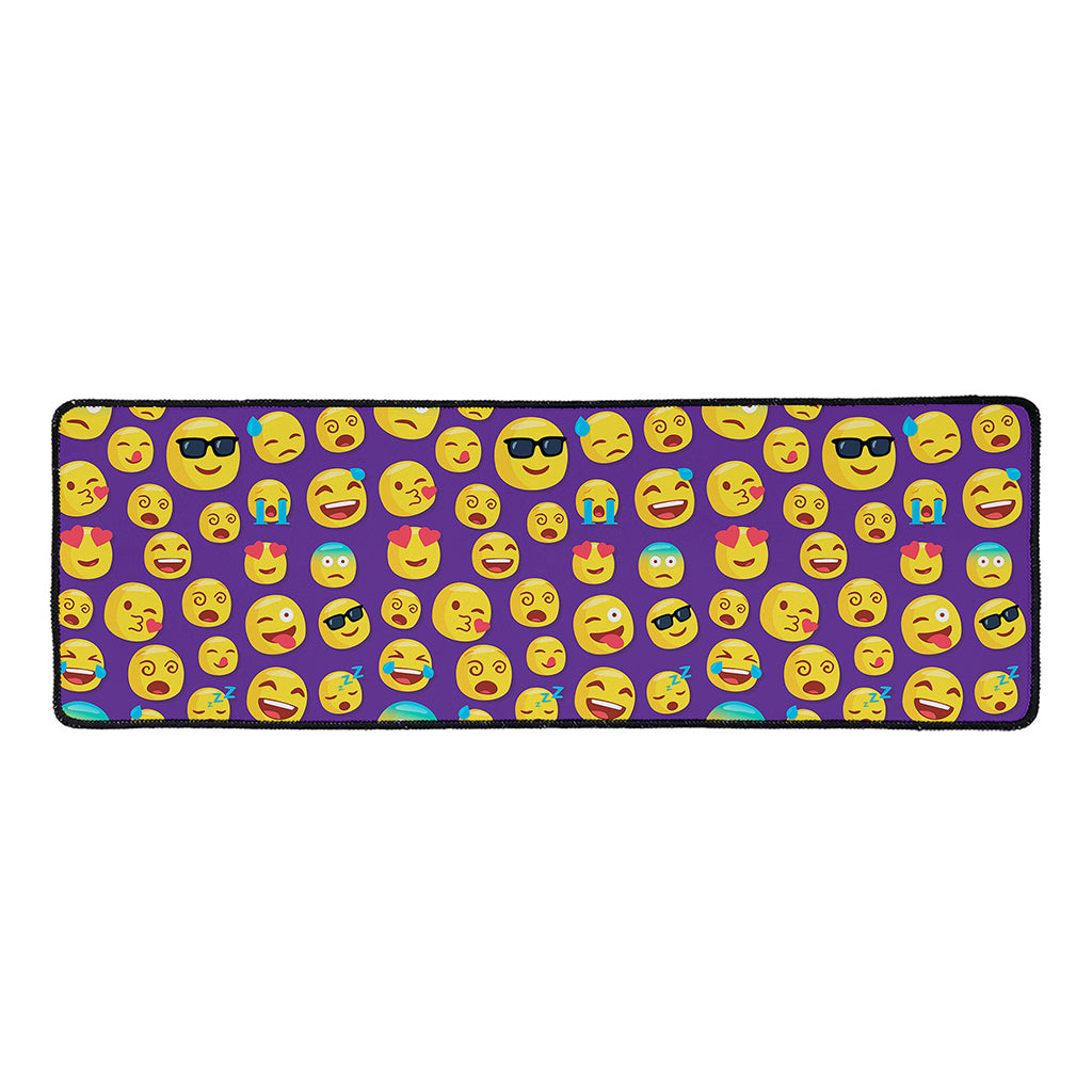 Purple Emoji Pattern Print Long Kitchen Mat