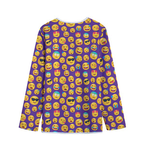 Purple Emoji Pattern Print Long Sleeve Short Coat