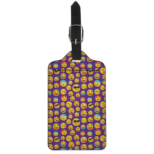Purple Emoji Pattern Print Luggage Tag