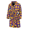 Purple Emoji Pattern Print Men's Bathrobe
