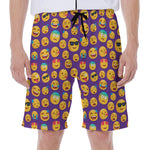 Purple Emoji Pattern Print Men's Beach Shorts