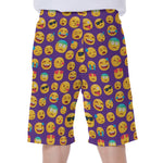 Purple Emoji Pattern Print Men's Beach Shorts