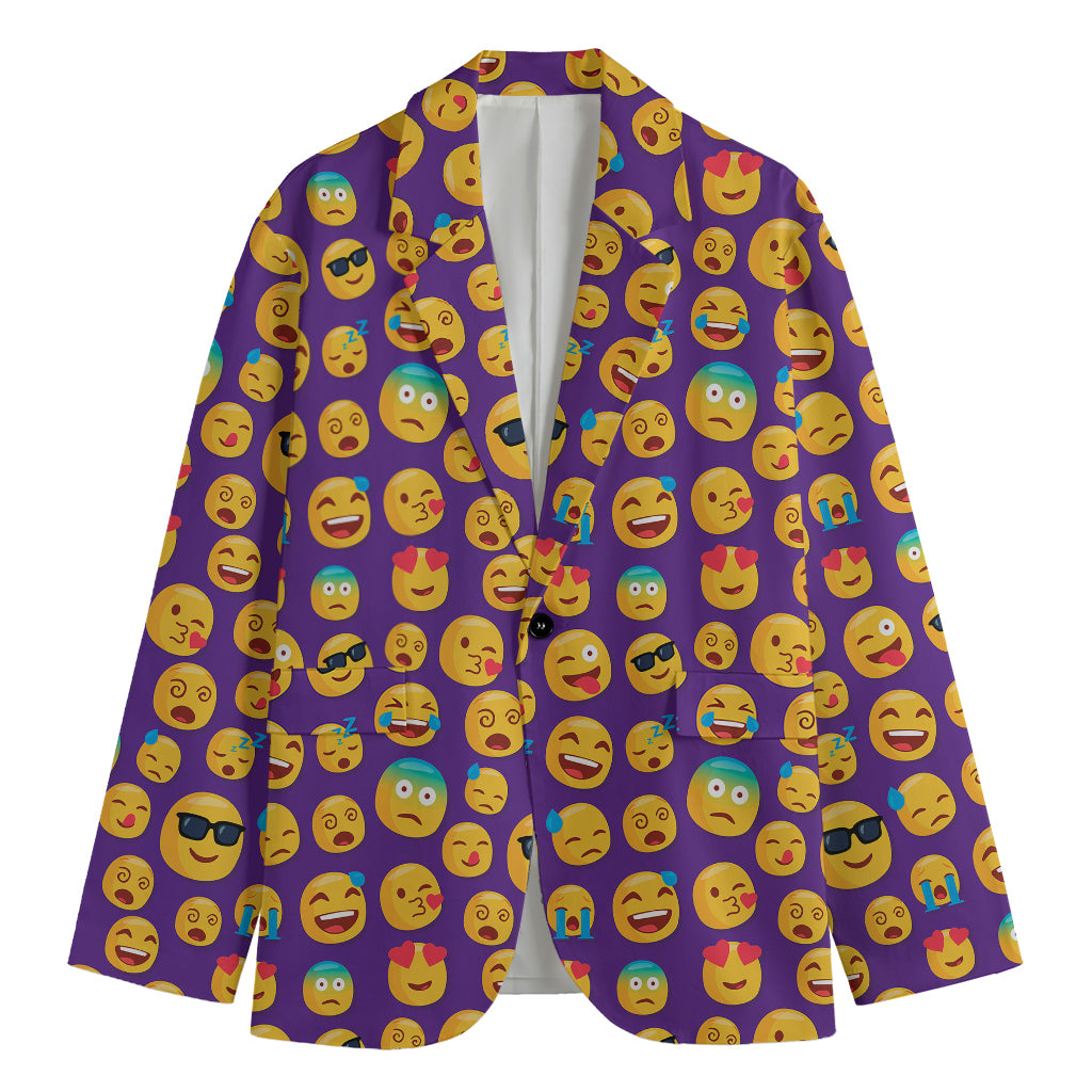 Purple Emoji Pattern Print Men's Blazer