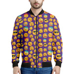 Purple Emoji Pattern Print Men's Bomber Jacket