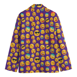 Purple Emoji Pattern Print Men's Cotton Blazer