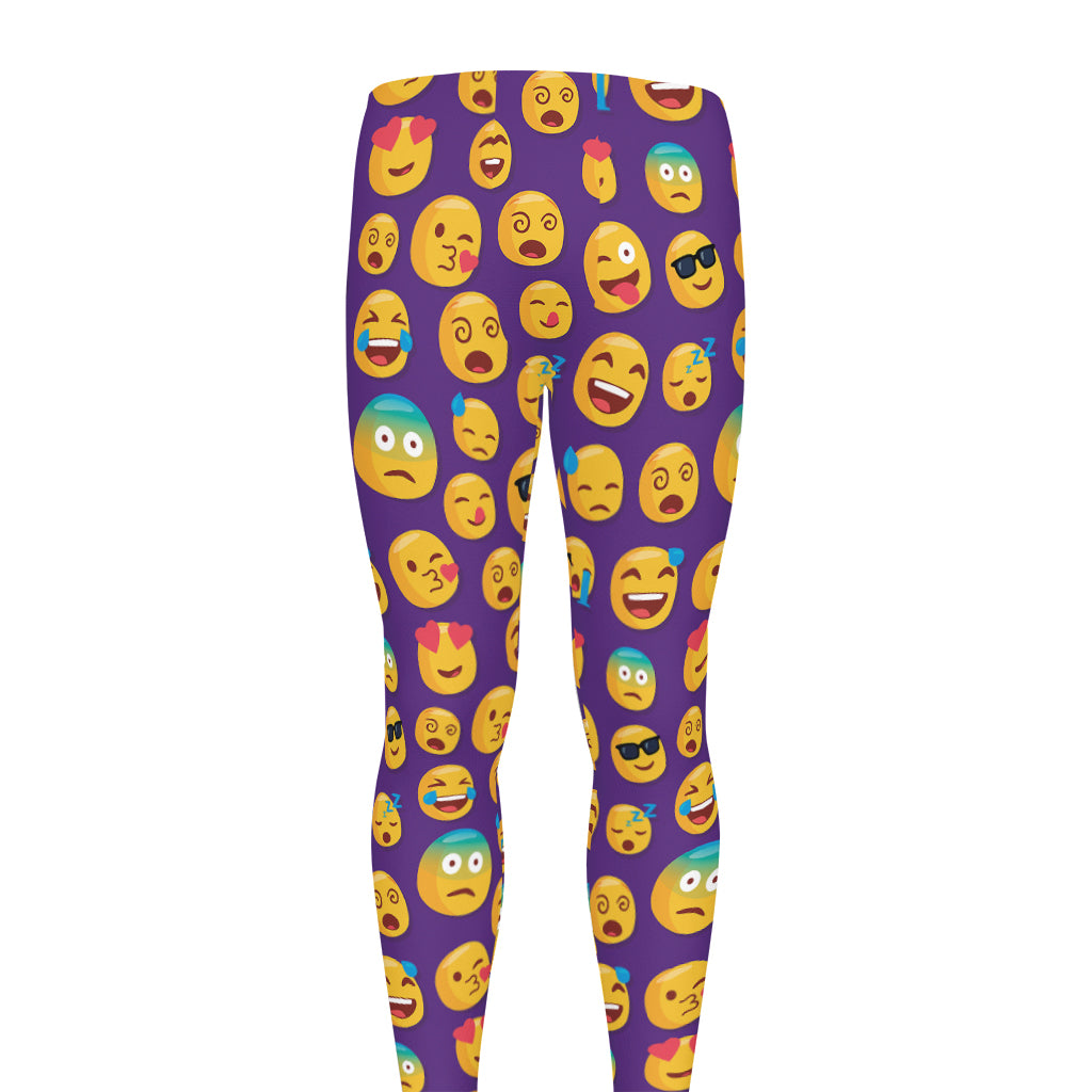 Purple Emoji Pattern Print Men's leggings