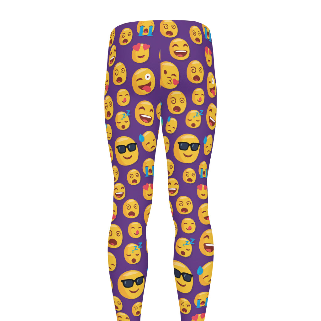 Purple Emoji Pattern Print Men's leggings