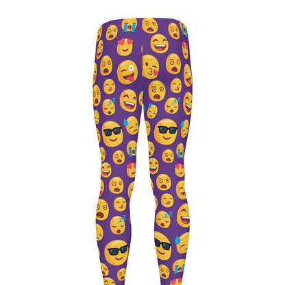 Purple Emoji Pattern Print Men's leggings