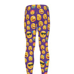 Purple Emoji Pattern Print Men's leggings
