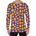 Purple Emoji Pattern Print Men's Long Sleeve T-Shirt
