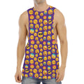 Purple Emoji Pattern Print Men's Muscle Tank Top