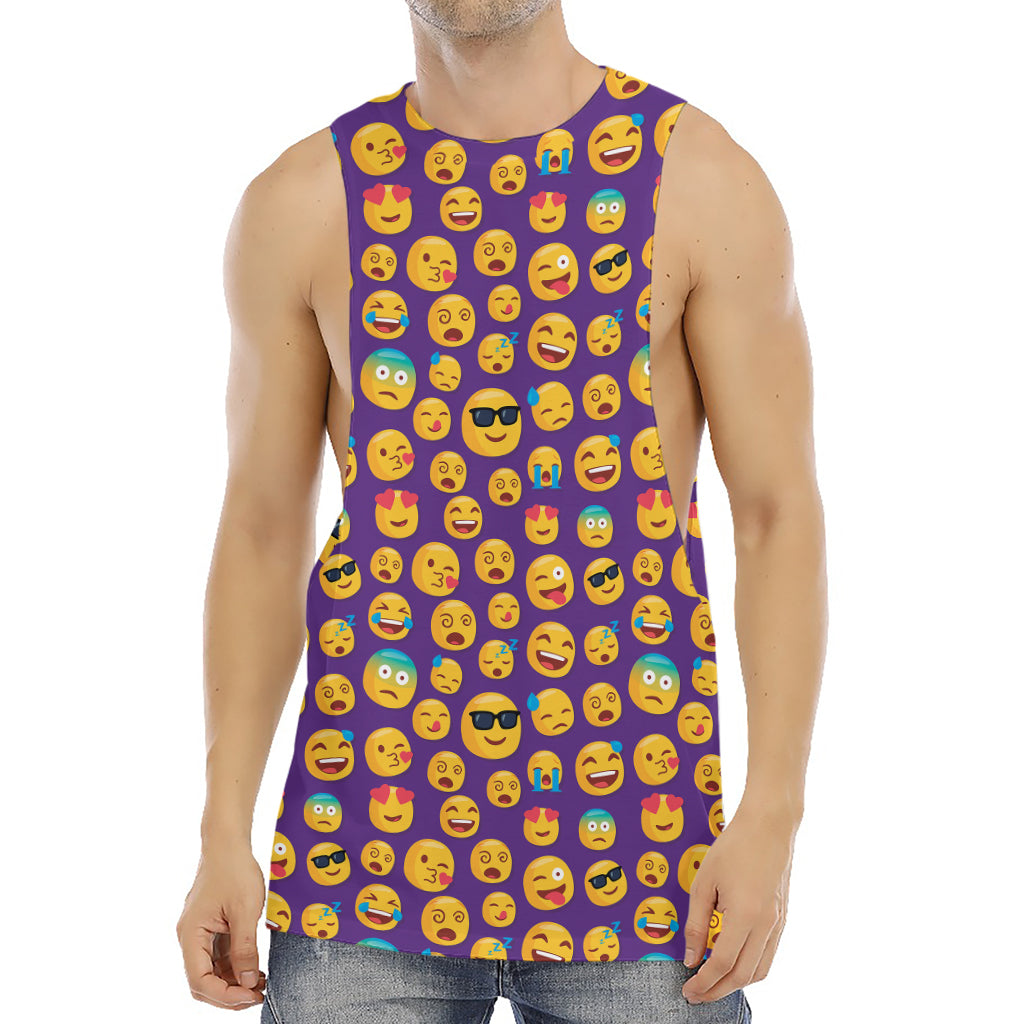 Purple Emoji Pattern Print Men's Muscle Tank Top