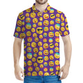 Purple Emoji Pattern Print Men's Polo Shirt