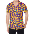 Purple Emoji Pattern Print Men's Shirt