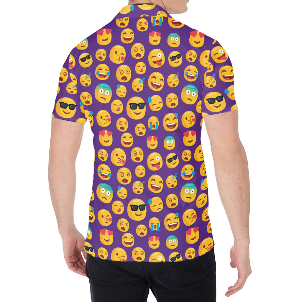 Purple Emoji Pattern Print Men's Shirt