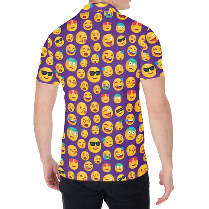 Purple Emoji Pattern Print Men's Shirt