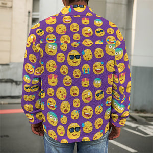 Purple Emoji Pattern Print Men's Shirt Jacket