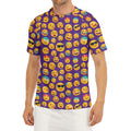 Purple Emoji Pattern Print Men's Short Sleeve Rash Guard