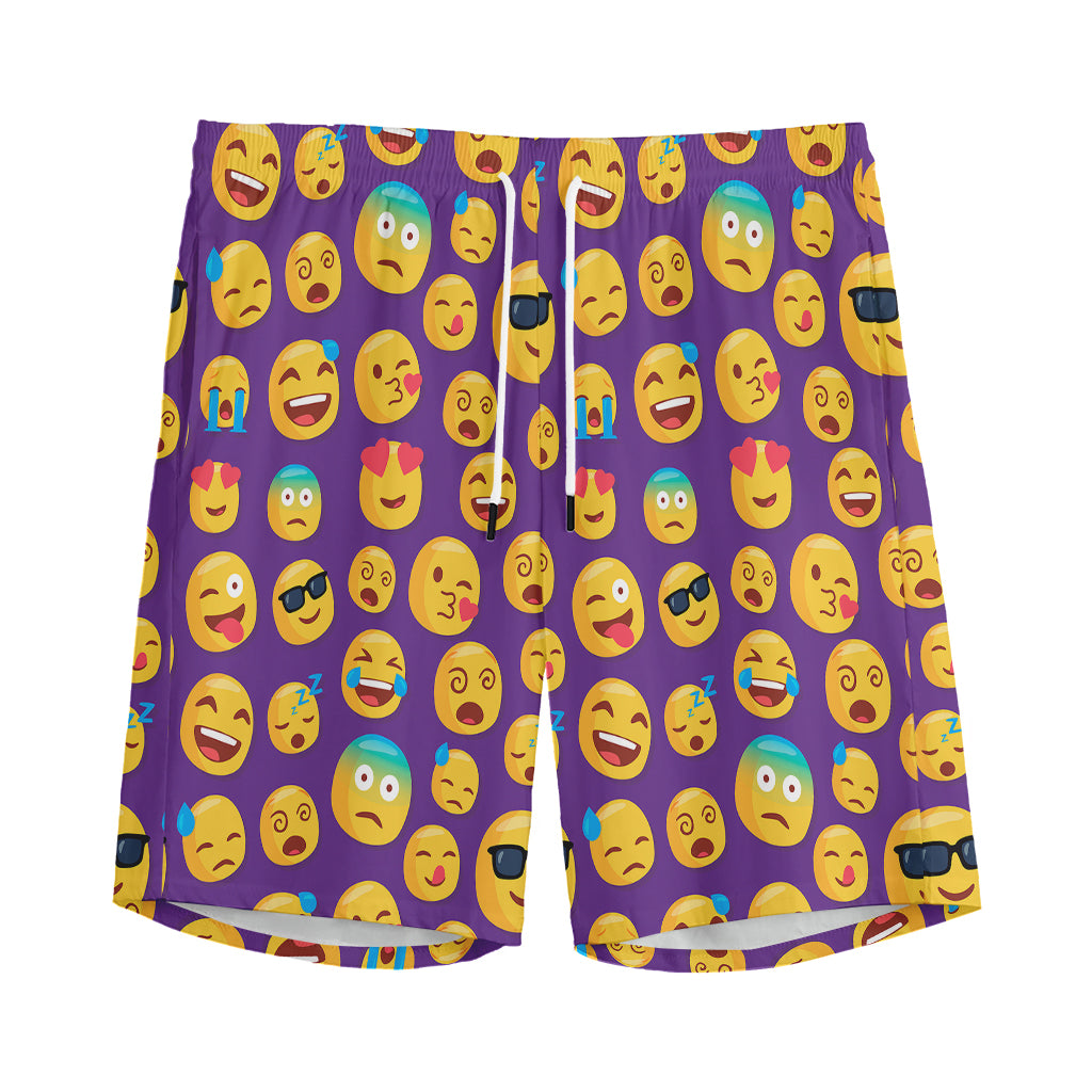 Purple Emoji Pattern Print Men's Sports Shorts