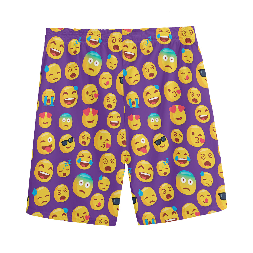 Purple Emoji Pattern Print Men's Sports Shorts