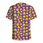Purple Emoji Pattern Print Men's Sports T-Shirt