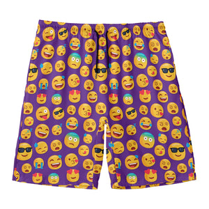 Purple Emoji Pattern Print Men's Swim Trunks