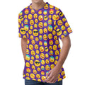 Purple Emoji Pattern Print Men's Velvet T-Shirt
