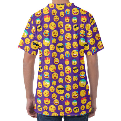 Purple Emoji Pattern Print Men's Velvet T-Shirt