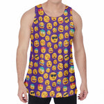 Purple Emoji Pattern Print Men's Velvet Tank Top