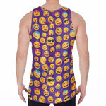 Purple Emoji Pattern Print Men's Velvet Tank Top