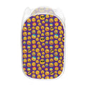 Purple Emoji Pattern Print Mesh Laundry Hamper