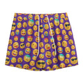 Purple Emoji Pattern Print Mesh Shorts