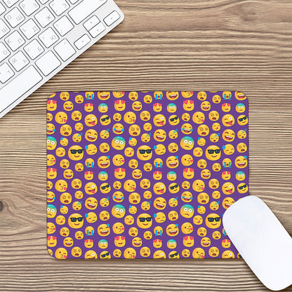 Purple Emoji Pattern Print Mouse Pad