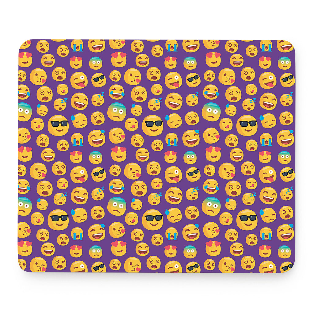 Purple Emoji Pattern Print Mouse Pad