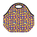 Purple Emoji Pattern Print Neoprene Lunch Bag