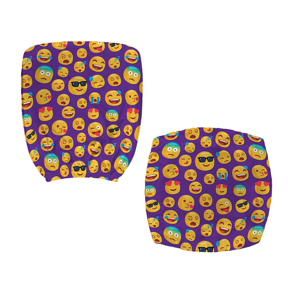 Purple Emoji Pattern Print Office Chair Cover