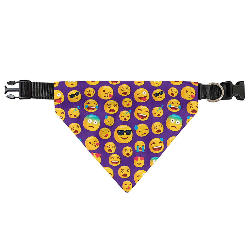 Purple Emoji Pattern Print Over The Collar Dog Bandana