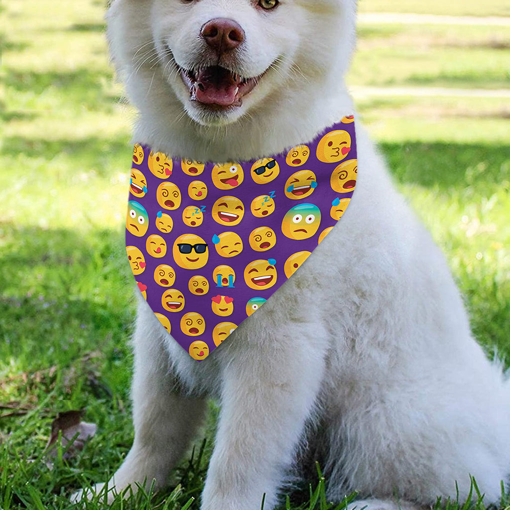 Purple Emoji Pattern Print Over The Collar Dog Bandana