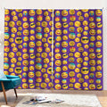 Purple Emoji Pattern Print Pencil Pleat Curtains