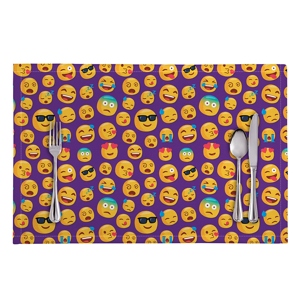 Purple Emoji Pattern Print Placemat