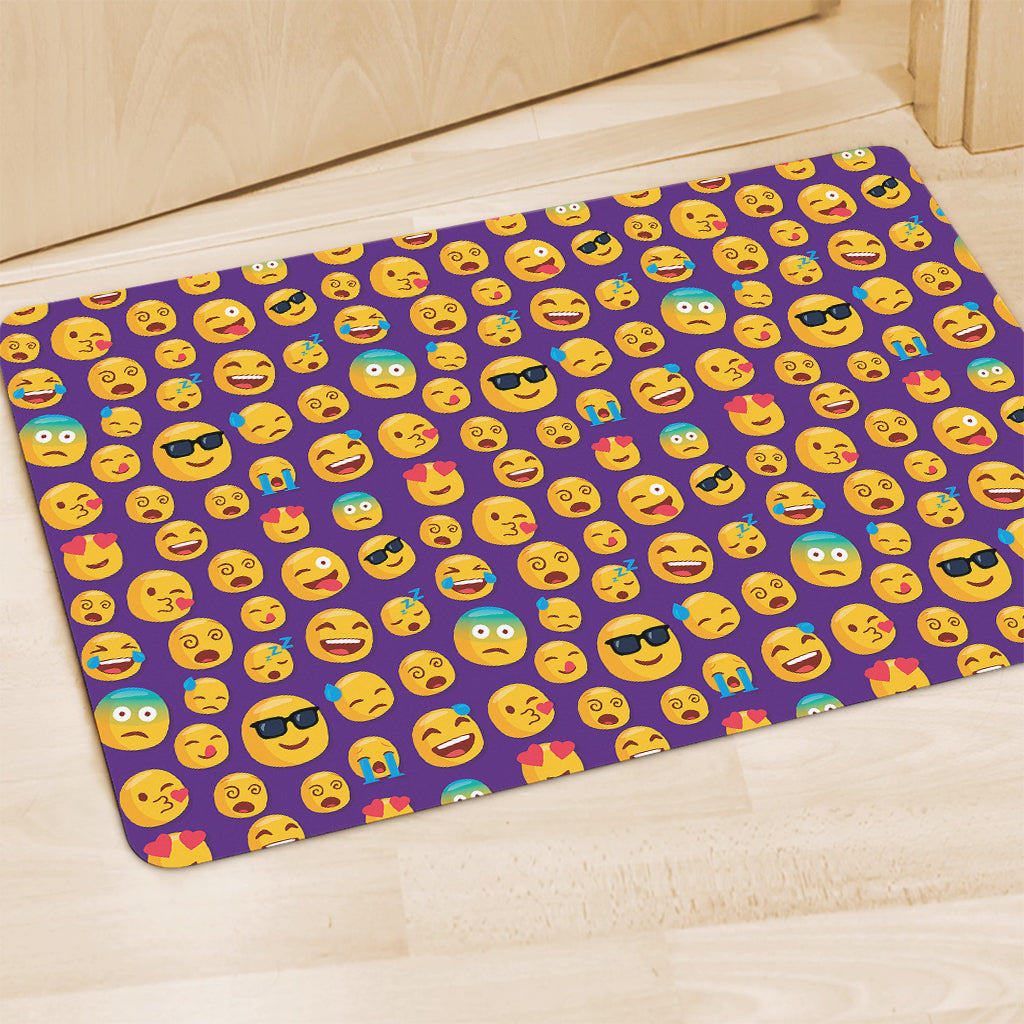 Purple Emoji Pattern Print Polyester Doormat