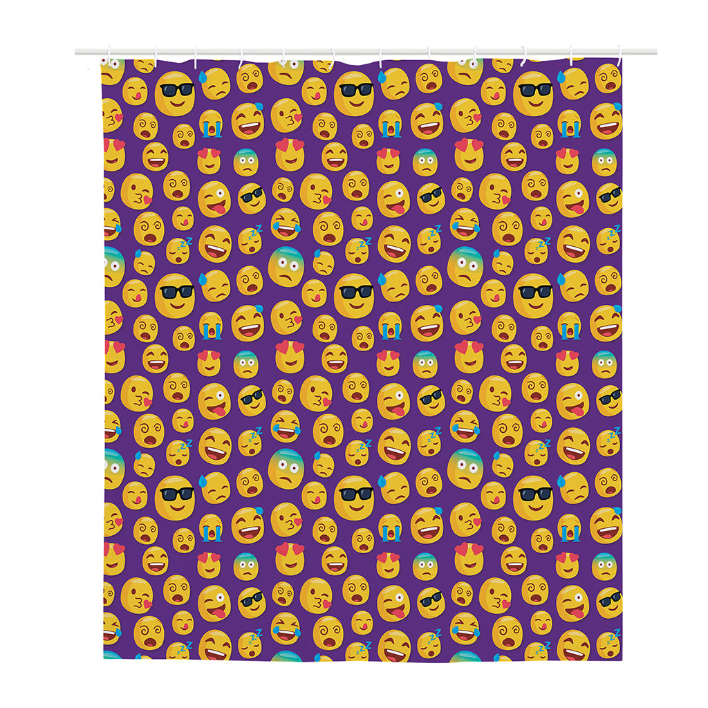 Purple Emoji Pattern Print Polyester Shower Curtain