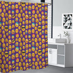 Purple Emoji Pattern Print Premium Shower Curtain