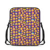 Purple Emoji Pattern Print Rectangular Crossbody Bag