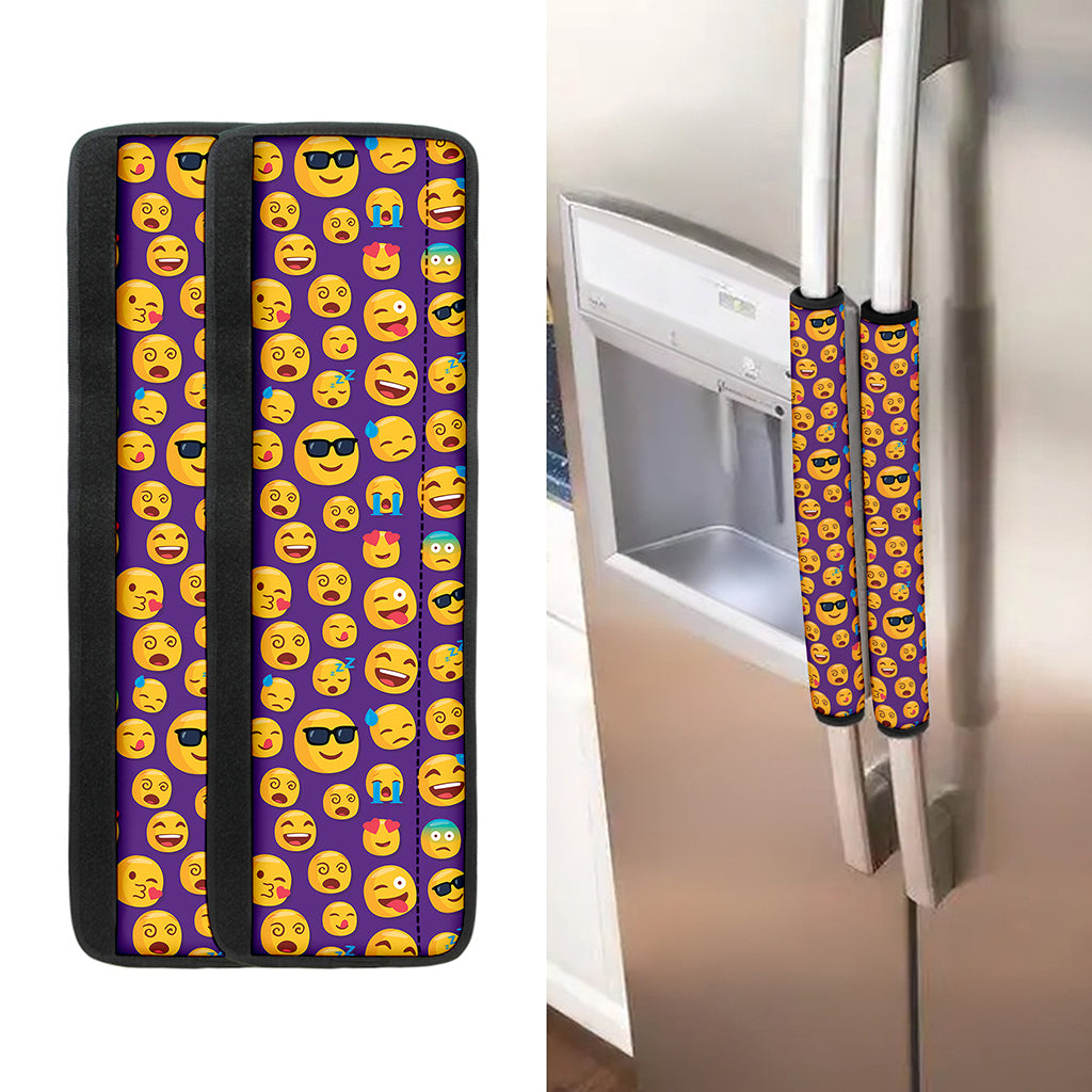 Purple Emoji Pattern Print Refrigerator Handle Covers