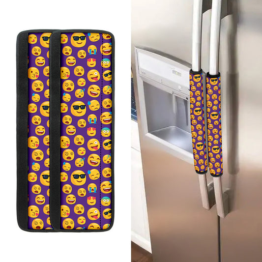 Purple Emoji Pattern Print Refrigerator Handle Covers