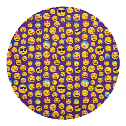 Purple Emoji Pattern Print Round Blanket