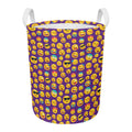 Purple Emoji Pattern Print Round Laundry Basket