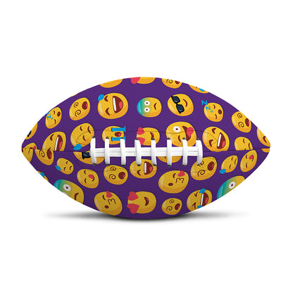 Purple Emoji Pattern Print Rugby Ball