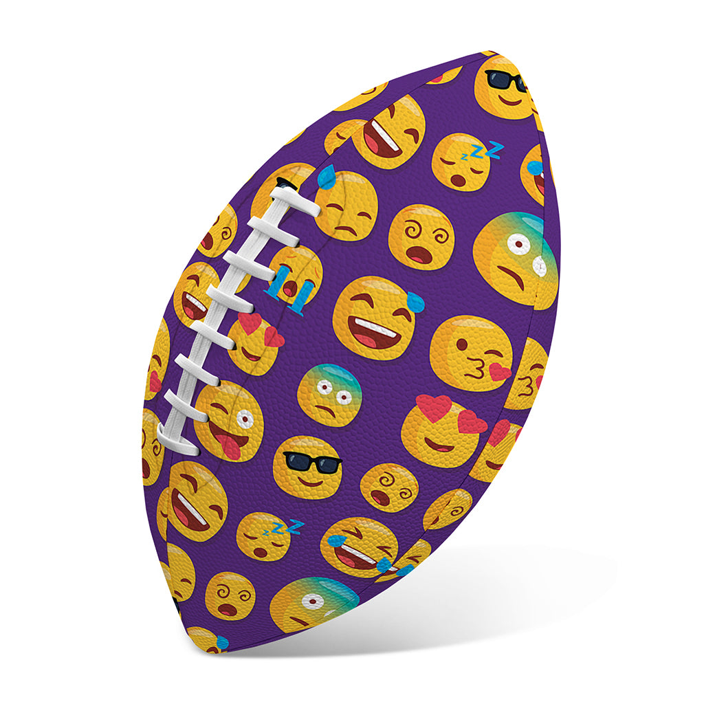Purple Emoji Pattern Print Rugby Ball